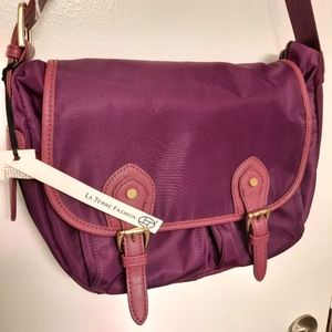 Plum Purple & Dark Pink Crossbody Tote - Water Resistant